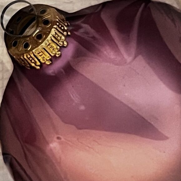 Lot 3 Vintage Christmas by Krebs Glass Ornaments Frosted Ivory Rose Mauve 12pc - Picture 11 of 11